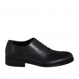 Chaussure richelieu élégant avec bout Brogue pour hommes en cuir noir - Pointures disponibles:  36, 38, 47, 48, 51, 52