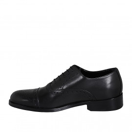 Scarpa Oxford stringata con puntale Brogue da uomo in pelle nera - Misure disponibili: 36, 38, 47, 48, 51, 52 2