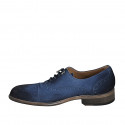 Chaussure derby à lacets avec bout Brogue pour hommes en daim velour bleu - Pointures disponibles:  46, 47, 49, 51, 52