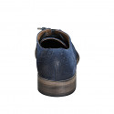 Scarpa derby stringata con lavorazione Brogue da uomo in camoscio velour blu - Misure disponibili: 46, 47, 49, 51, 52