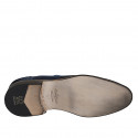 Zapato derby con cordones y decoraciones Brogue para hombre en gamuza terciopelo azul - Tallas disponibles:  46, 47, 49, 51, 52
