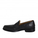 Man's elegant loafer in black-colored leather - Available sizes:  38, 46, 51, 52