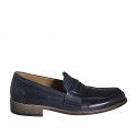 Man's elegant loafer in blue leather - Available sizes:  36, 38, 46, 47, 51, 52