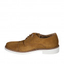 Chaussure à lacets avec bout droit pour hommes en daim cognac - Pointures disponibles:  36, 37, 46, 47, 48, 49, 50