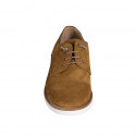 Laced men's sports shoe with captoe in cognac brown suede - Available sizes:  36, 37, 46, 47, 48, 49, 50