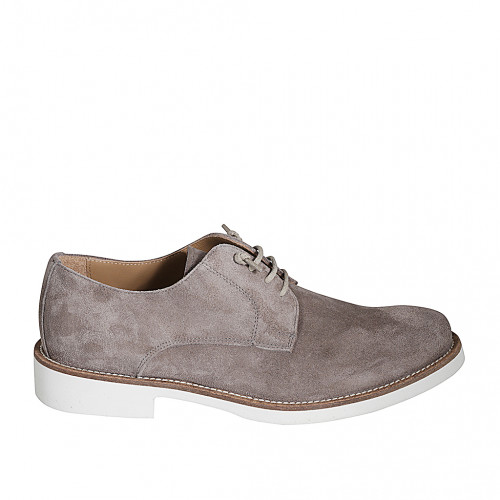 Zapato deportivo con cordones en gamuza gris pardo - Tallas disponibles:  38, 46, 47, 50, 51