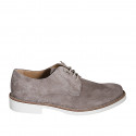 Scarpa derby stringata da uomo in camoscio color taupe - Misure disponibili: 38, 46, 47, 50, 51