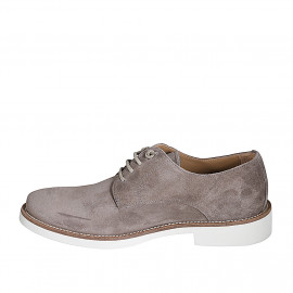 Zapato deportivo con cordones en gamuza gris pardo - Tallas disponibles:  38, 46, 47, 50, 51 2