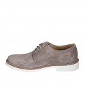 Laced men's casual shoe in taupe suede - Available sizes:  38, 46, 47, 50, 51