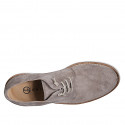 Zapato deportivo con cordones en gamuza gris pardo - Tallas disponibles:  38, 46, 47, 50, 51