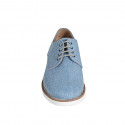 Laced men's casual shoe in light blue denim fabric - Available sizes:  36, 38, 46, 48, 49, 50, 51