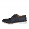 Zapato deportivo con cordones en tejido denim azul oscuro - Tallas disponibles:  37, 46, 48, 49