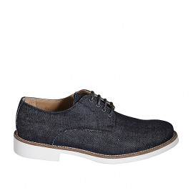 Zapato deportivo con cordones en tejido denim azul oscuro - Tallas disponibles:  37, 46, 48, 49
