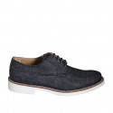 Chaussure à lacets pour hommes en tissu denim bleu foncé - Pointures disponibles:  37, 46, 48, 49