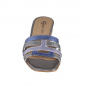 Sabot da donna in pelle laminata argento, blu e glicine tacco 2 - Misure disponibili: 32, 35, 42, 43