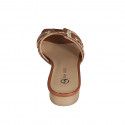 Sabo para mujer en piel cognac y rafia beis tacon 2 - Tallas disponibles:  35, 42