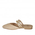 Mule fermée pour femmes avec courroies en raphia beige et cuir laminé or talon 2 - Pointures disponibles:  32