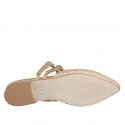 Mule fermée pour femmes avec courroies en raphia beige et cuir laminé or talon 2 - Pointures disponibles:  32