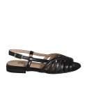 Woman's sandal in black leather heel 2 - Available sizes:  32, 35