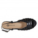Woman's sandal in black leather heel 2 - Available sizes:  32, 35