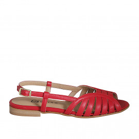 Sandalo da donna in pelle rossa tacco 2 - Misure disponibili: 35