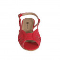 Woman's sandal in red leather heel 2 - Available sizes:  35