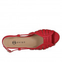 Sandale pour femmes en cuir rouge talon 2 - Pointures disponibles:  35
