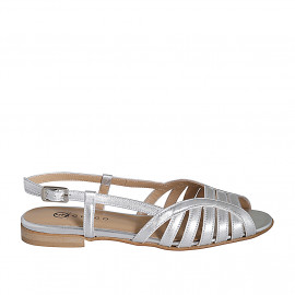 Woman's sandal in silver laminated leather heel 2 - Available sizes:  35