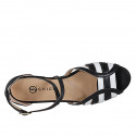 Chaussure ouverte pour femmes en cuir noir et blanc avec courroie croisé talon 2 - Pointures disponibles:  35, 42, 43