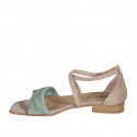 Scarpa aperta da donna con cinturino in camoscio beige e verde tacco 2 - Misure disponibili: 32, 33, 35, 43