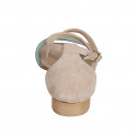 Scarpa aperta da donna con cinturino in camoscio beige e verde tacco 2 - Misure disponibili: 32, 33, 35, 43