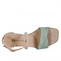 Chaussure ouverte pour femmes avec courroie en daim beige et vert talon 2 - Pointures disponibles:  32, 33, 35, 43