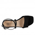 Zapato abierto con cinturon para mujer en gamuza negra tacon 2 - Tallas disponibles:  32, 35