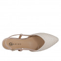 Woman's slingback shoe in cream-colored raffia and copper laminated leather heel 2 - Available sizes:  35