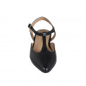 Chaussure ouverte au talon pour femmes en cuir noir avec courroie en T talon 2 - Pointures disponibles:  32, 35