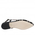 Woman's slingback shoe in black leather and spotted black and white haircalf heel 2 - Available sizes:  35