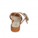 Mule para mujer en gamuza de color cognac con hebilla y elastico tacon 3 - Tallas disponibles:  32, 35, 42, 43, 44