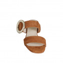 Sabot da donna con fibbia ed elastico in camoscio color cuoio tacco 3 - Misure disponibili: 32, 35, 42, 43, 44