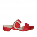 Sabot da donna con fibbia ed elastico in camoscio rosso tacco 3 - Misure disponibili: 32, 35, 43, 44