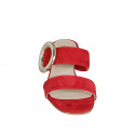 Mule para mujer en gamuza roja con hebilla y elastico tacon 3 - Tallas disponibles:  32, 35, 43, 44