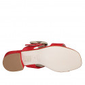 Woman's mules in red suede with buckle and elastic heel 3 - Available sizes:  32, 35, 43, 44