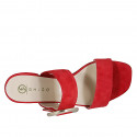 Woman's mules in red suede with buckle and elastic heel 3 - Available sizes:  32, 35, 43, 44