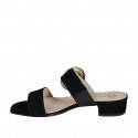 Woman's mules in black suede with buckle and elastic heel 3 - Available sizes:  32, 33, 35, 42, 43, 44, 45