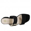 Mule para mujer en gamuza negra con hebilla y elastico tacon 3 - Tallas disponibles:  32, 33, 35, 42, 43, 44, 45