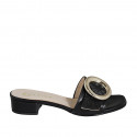 Sabot da donna in pelle e rafia nera con fibbia tacco 3 - Misure disponibili: 32, 35, 42, 44