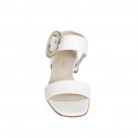 Sandale pour femmes avec boucle en cuir blanc talon 3 - Pointures disponibles:  35, 43, 44