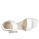 Sandalia con hebilla para mujer en piel blanca tacon 3 - Tallas disponibles:  35, 43, 44