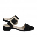 Woman's sandal with buckle in black suede heel 3 - Available sizes:  32