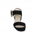 Woman's sandal with buckle in black suede heel 3 - Available sizes:  32