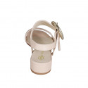Woman's sandal with buckle in light rose leather heel 3 - Available sizes:  32, 35, 42, 44